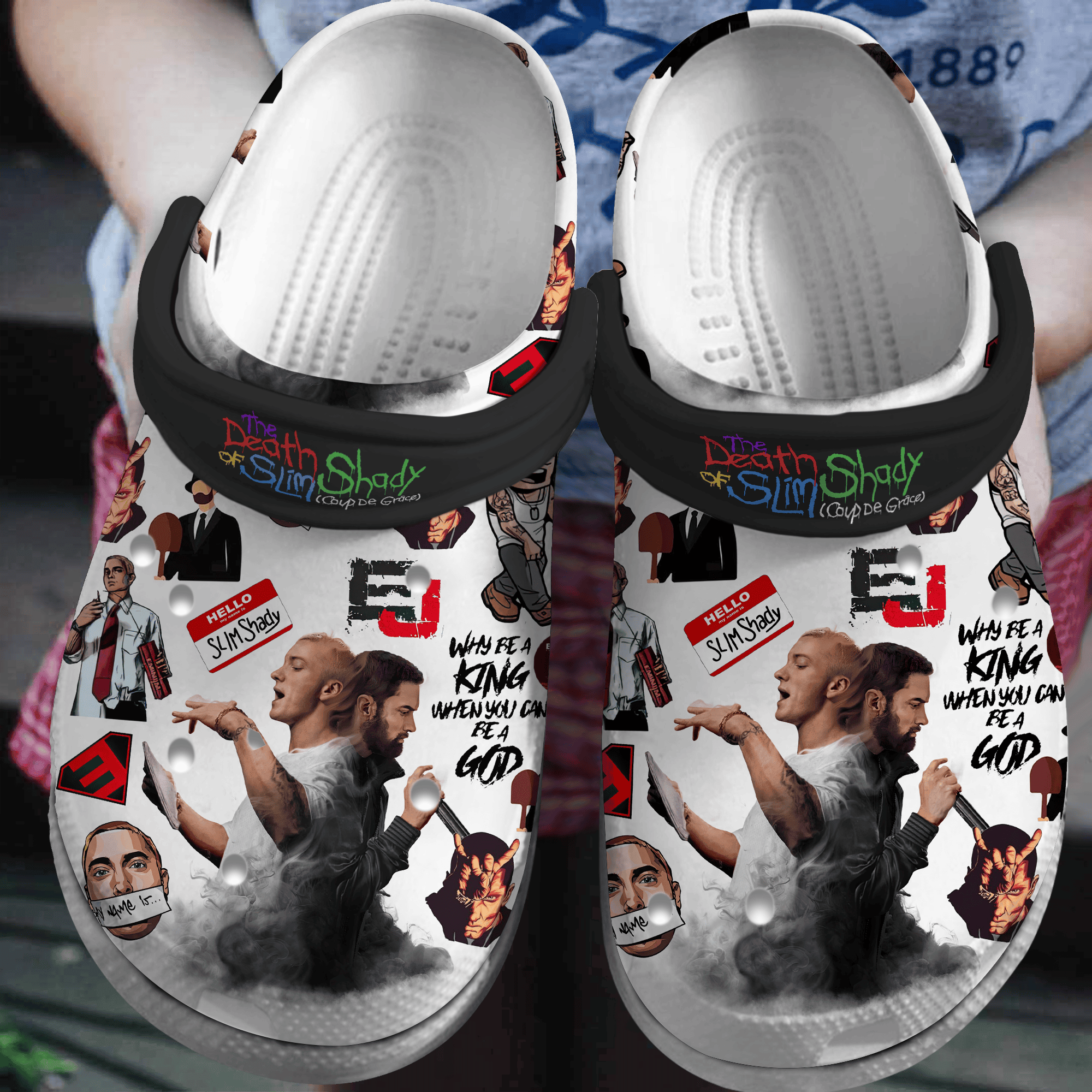 Eminem Rapper Music Crocs Crocband Clogs Shoes Comfortable For Men Women and Kids