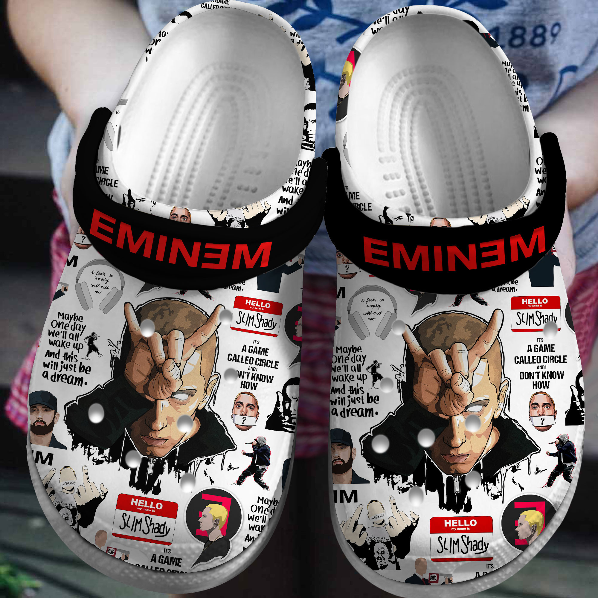 Eminem Rapper Music Crocs Crocband Clogs Shoes Comfortable For Men Women and Kids