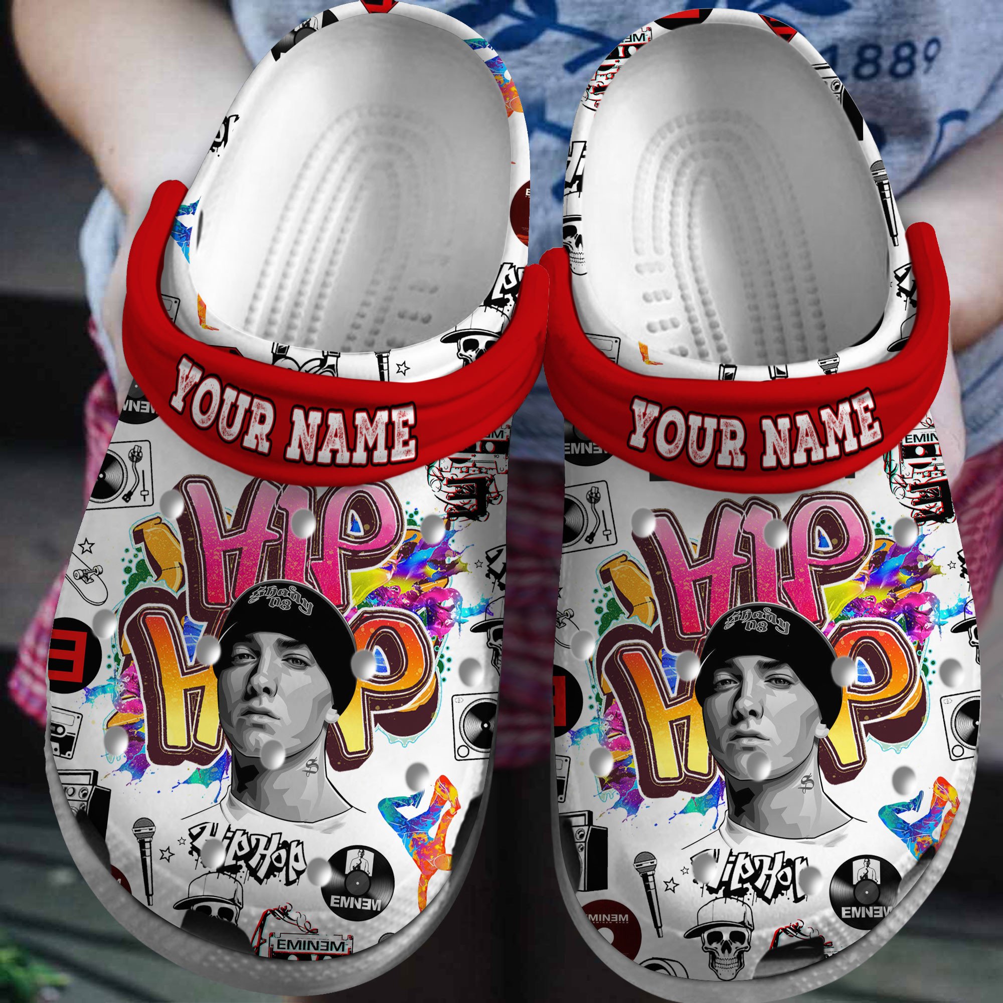 Eminem Rapper Music Crocs Crocband Clogs Shoes Comfortable For Men Women and Kids
