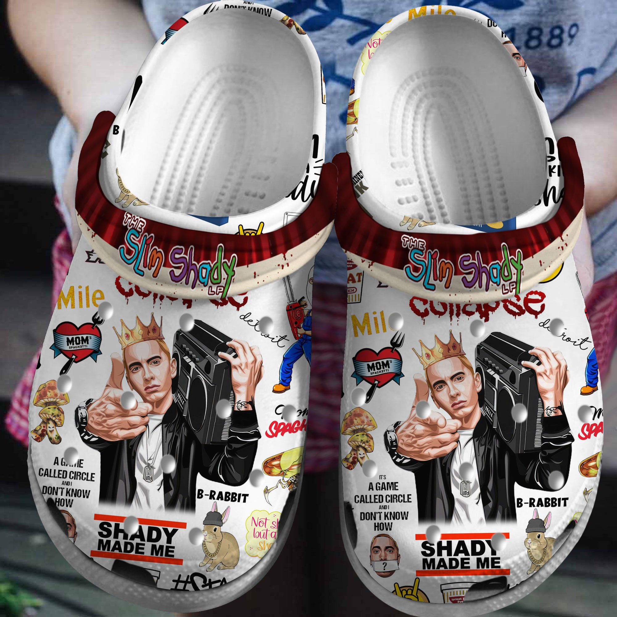 Eminem Rapper Music Crocs Crocband Clogs Shoes Comfortable For Men Women and Kids
