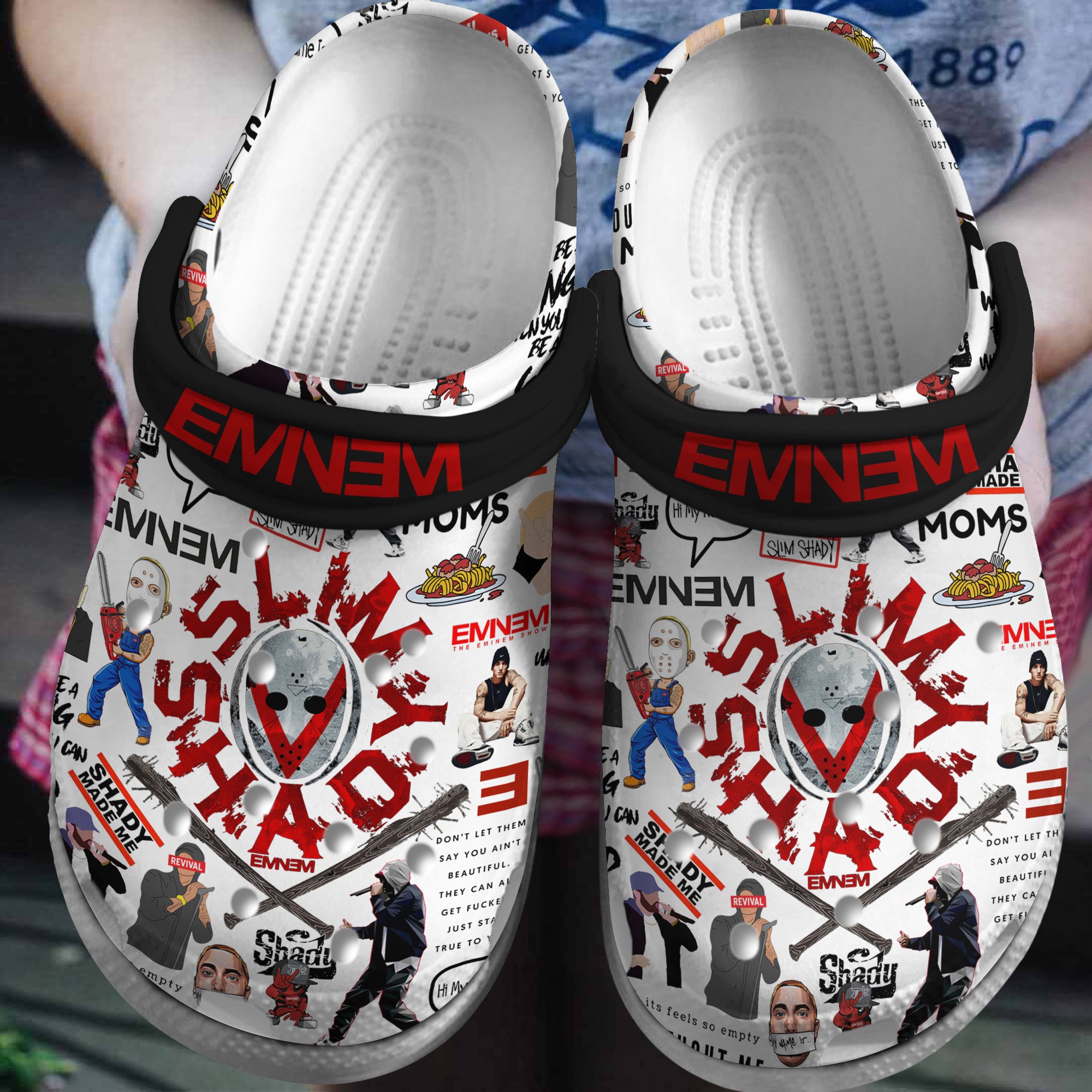 Eminem Rapper Music Crocs Crocband Clogs Shoes Comfortable For Men Women and Kids