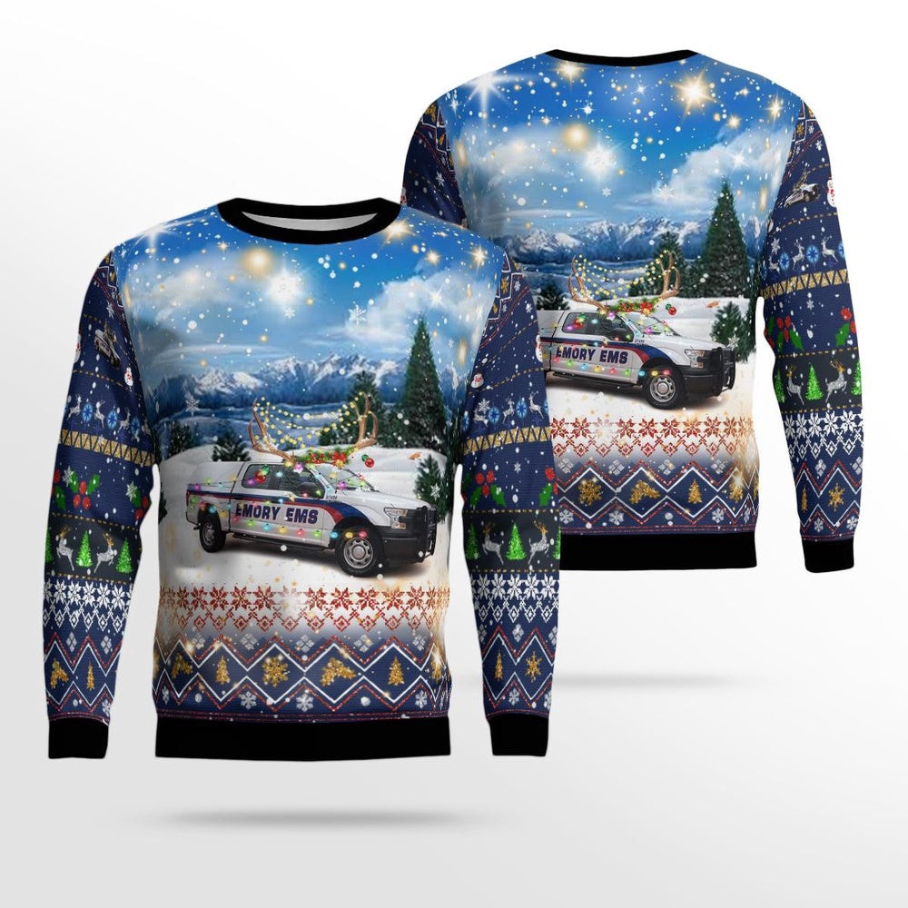 Emory EMS Atlanta Georgia Christmas AOP Ugly Sweater Xmas Unisex Sweater Christmas Gifts For Men Women
