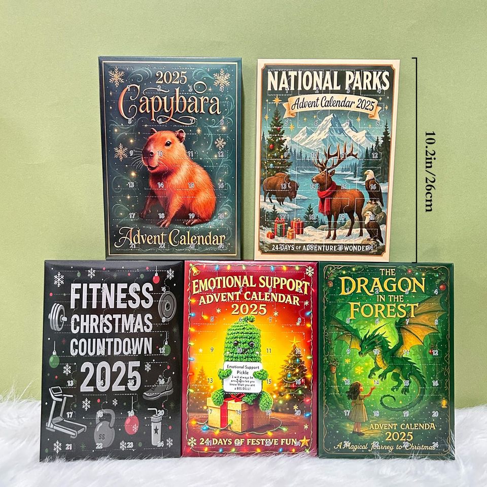 Emotional Support Advent Calendar 2025:Funny Acrylic Ornaments,24 Days Countdown Xmas Box,Capybara,Dragon,National Parks,Surprise Xmas Gifts - Image 3