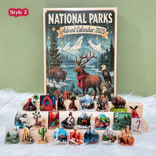 Emotional Support Advent Calendar 2025:Funny Acrylic Ornaments,24 Days Countdown Xmas Box,Capybara,Dragon,National Parks,Surprise Xmas Gifts - Image 24