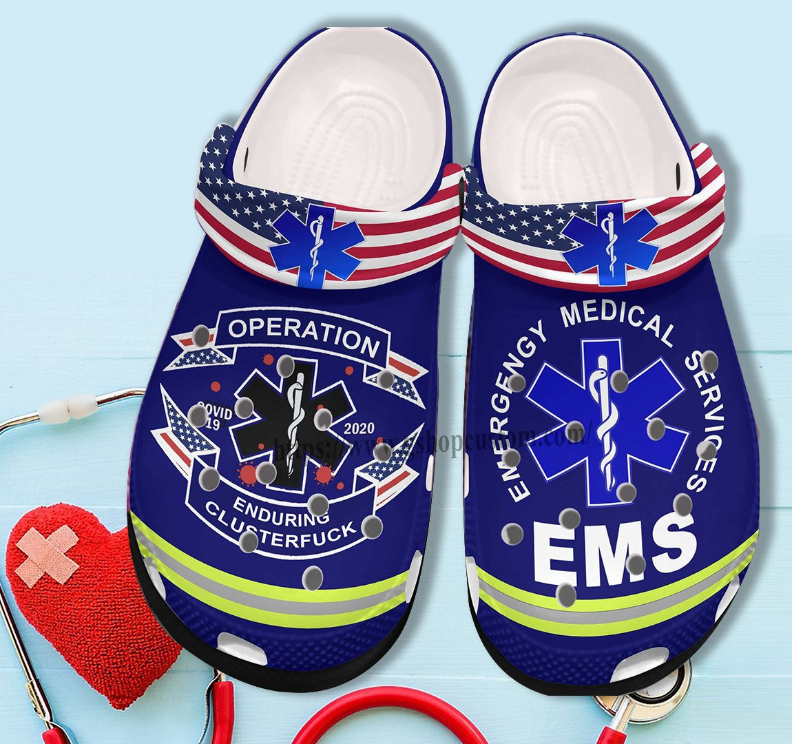 Ems Worker Shoes Gift Dad Father Day 2022 - Emergency Medical Services Shoes Croc Clogs For Grandpa