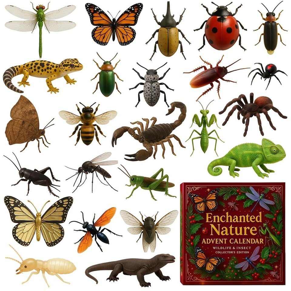 Enchanted Nature Advent Calendar 2025, 24 Day Animals Figurines : Vintage Christmas Ornament Countdown