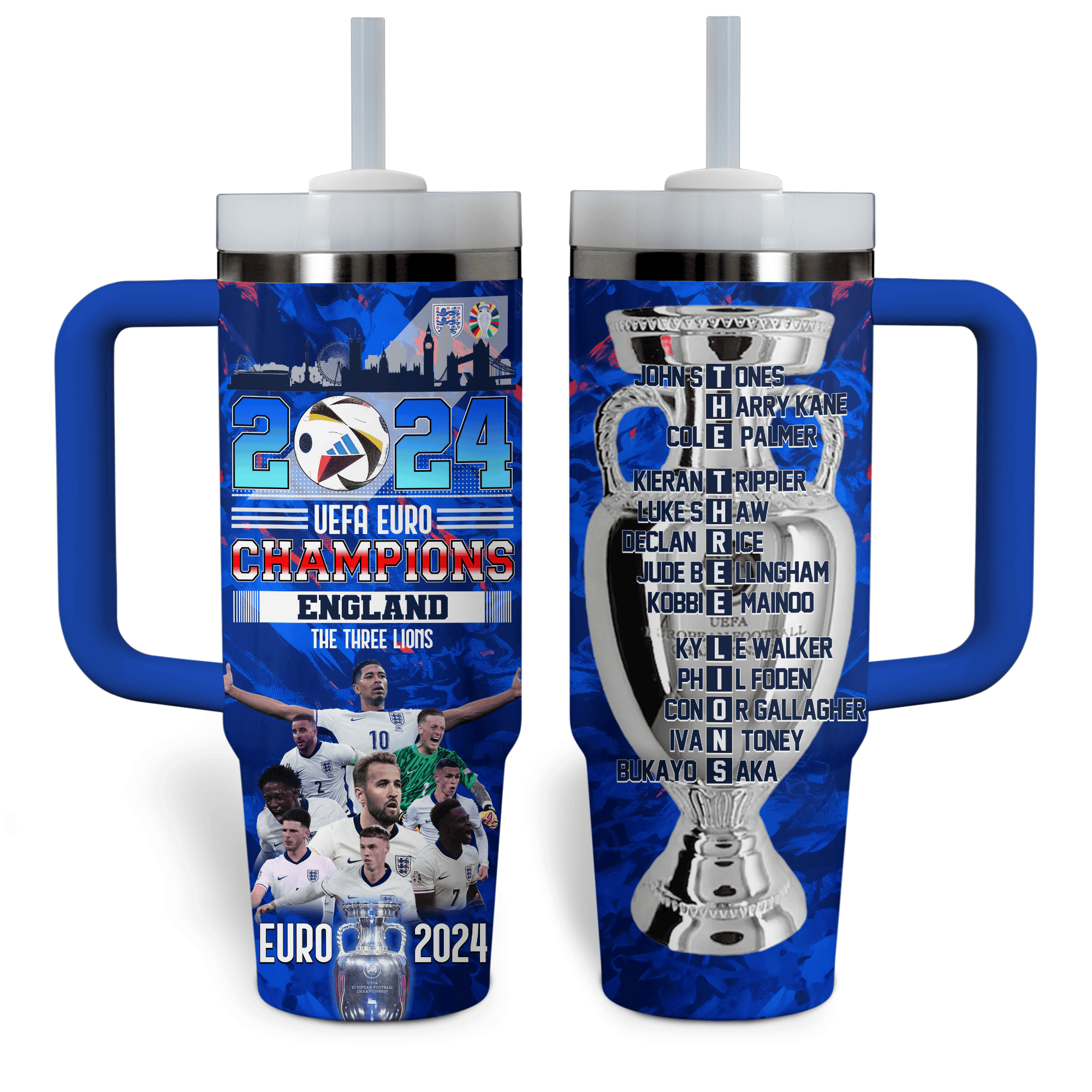 England 2024 UEFA Euro Champions Custom Stanley Cup 40 oz 30 oz Tumbler With HandleTVC2301795