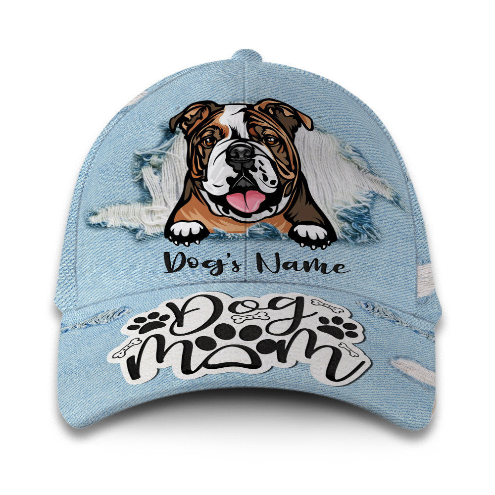 English Bulldog Dog Mom Customized Hat Classic Cap Trucker Hats Custom Hats Gifts For Men & Women