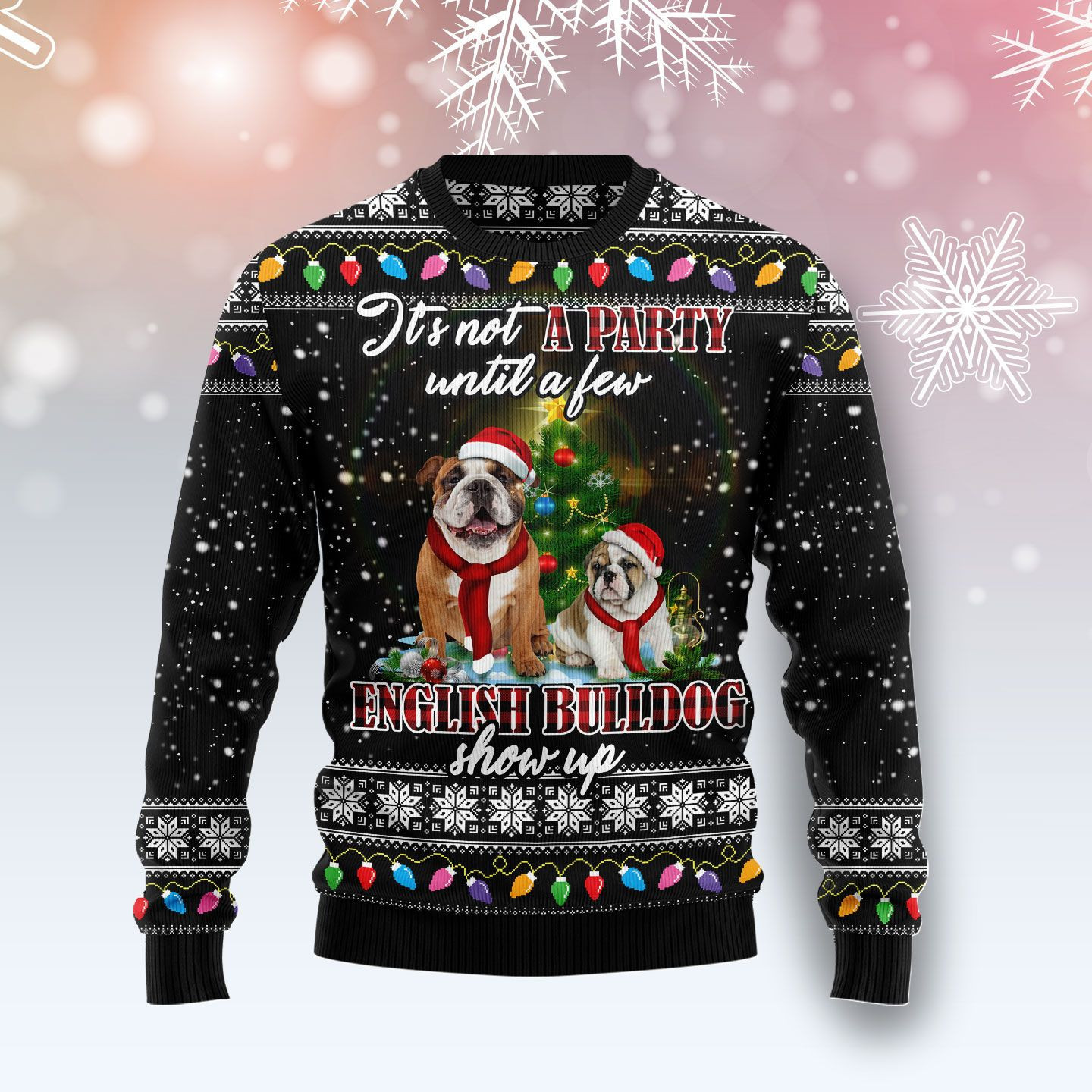 English Bulldog Ugly Christmas Sweater Adult 3D Funny Matching for family