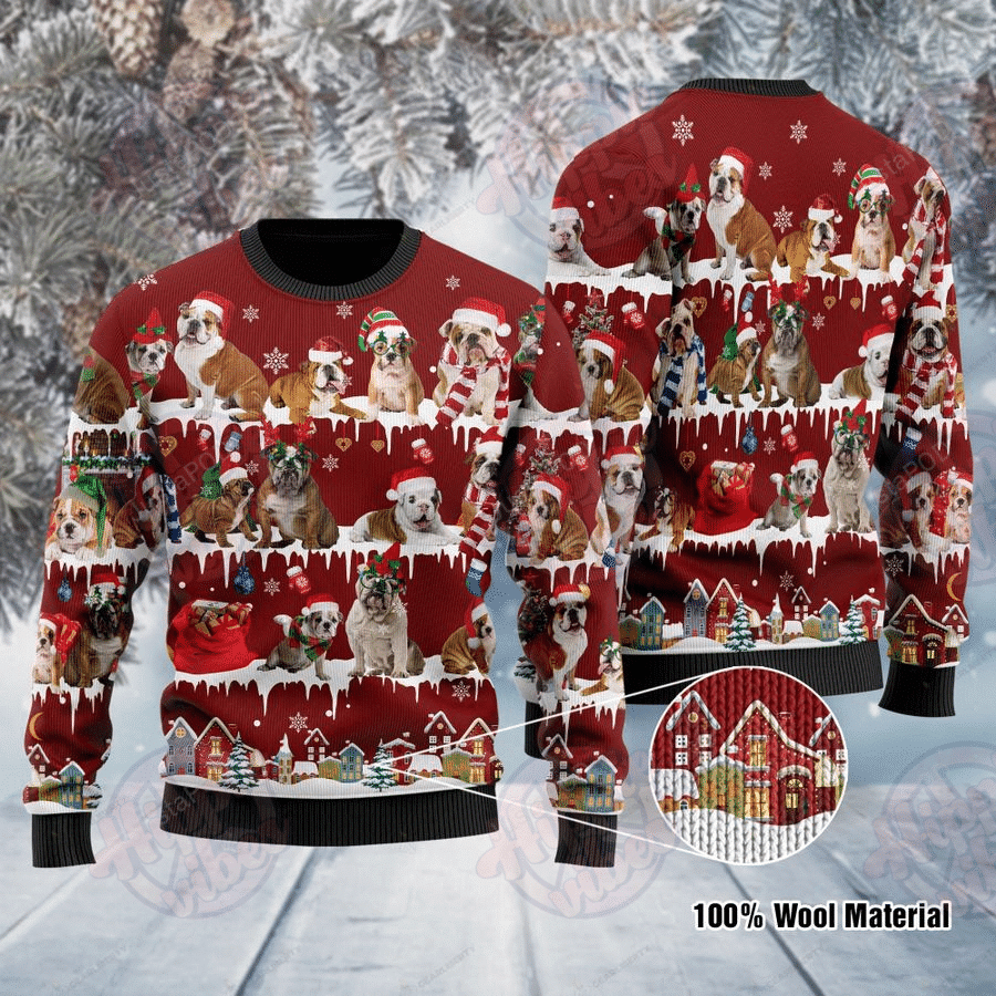 English Bulldog Ugly Christmas Sweater Adult 3D Funny Matching for family
