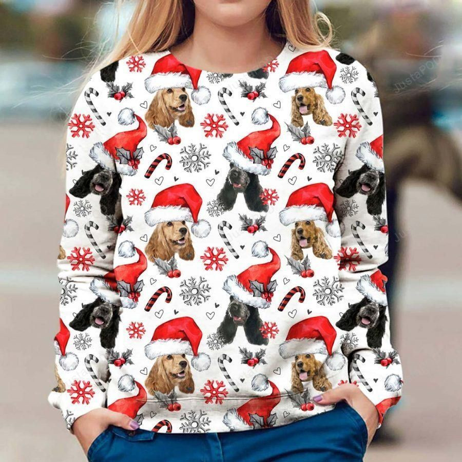 English Cocker Spaniel Dog Ugly Christmas Sweater Adult 3D Funny Matching for family