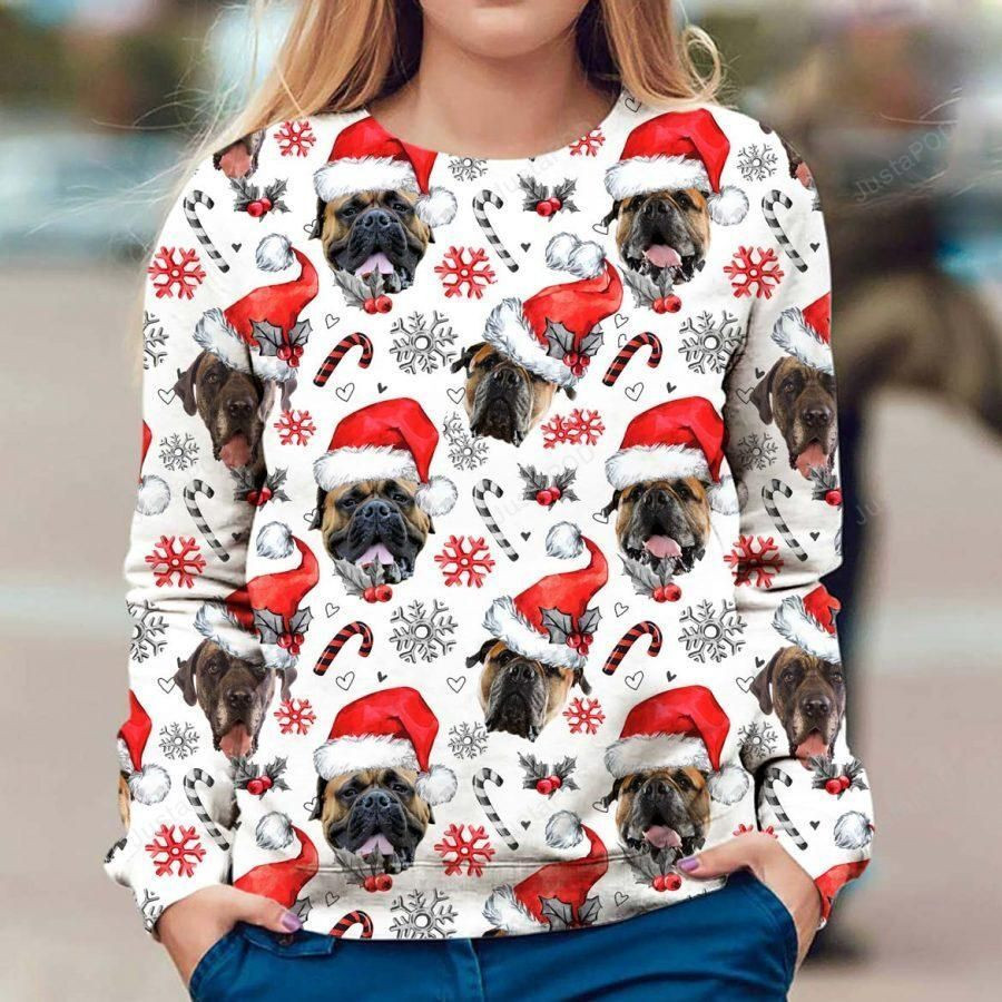 English Mastiff Dog Ugly Christmas Sweater Adult 3D Funny Matching for family