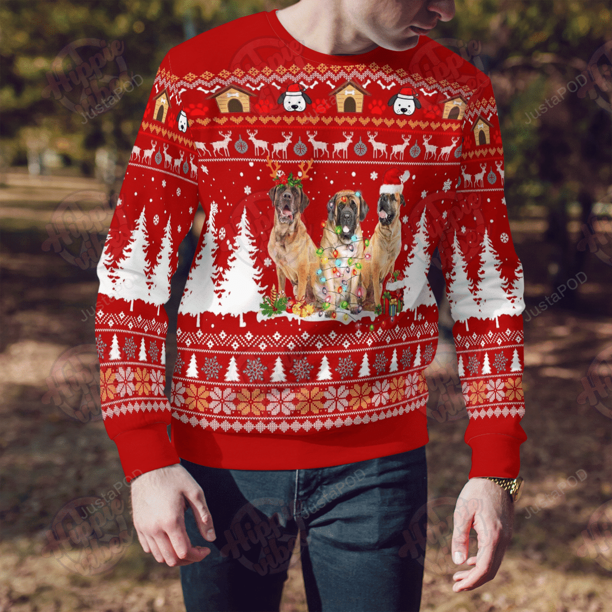 English Mastiff Ugly Christmas Sweater Adult 3D Funny Matching for family