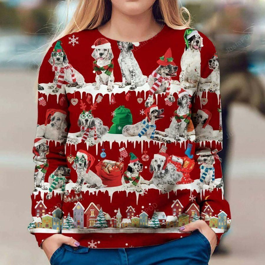 English Setter Ugly Christmas Sweater Adult 3D Funny Matching for family