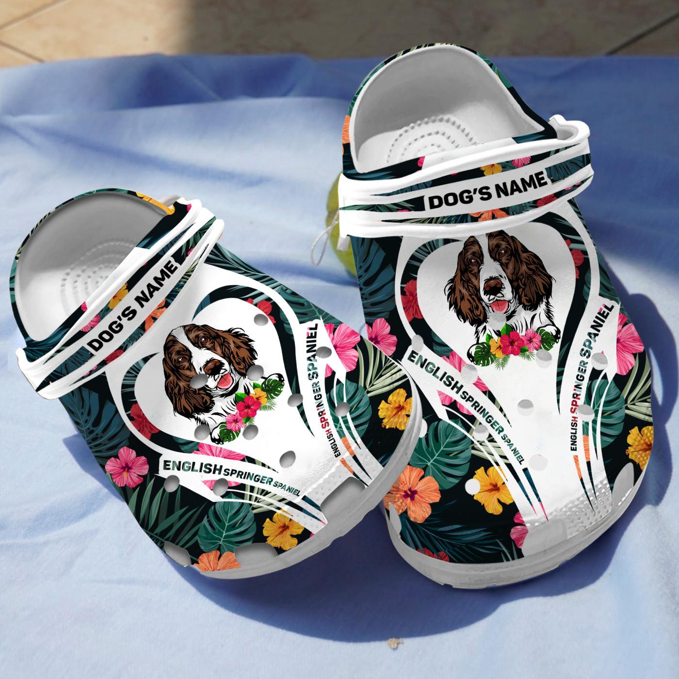 English Springer Spaniel Dog Crocs Crocband Clogs Shoes Comfortable For Men Women and Kids