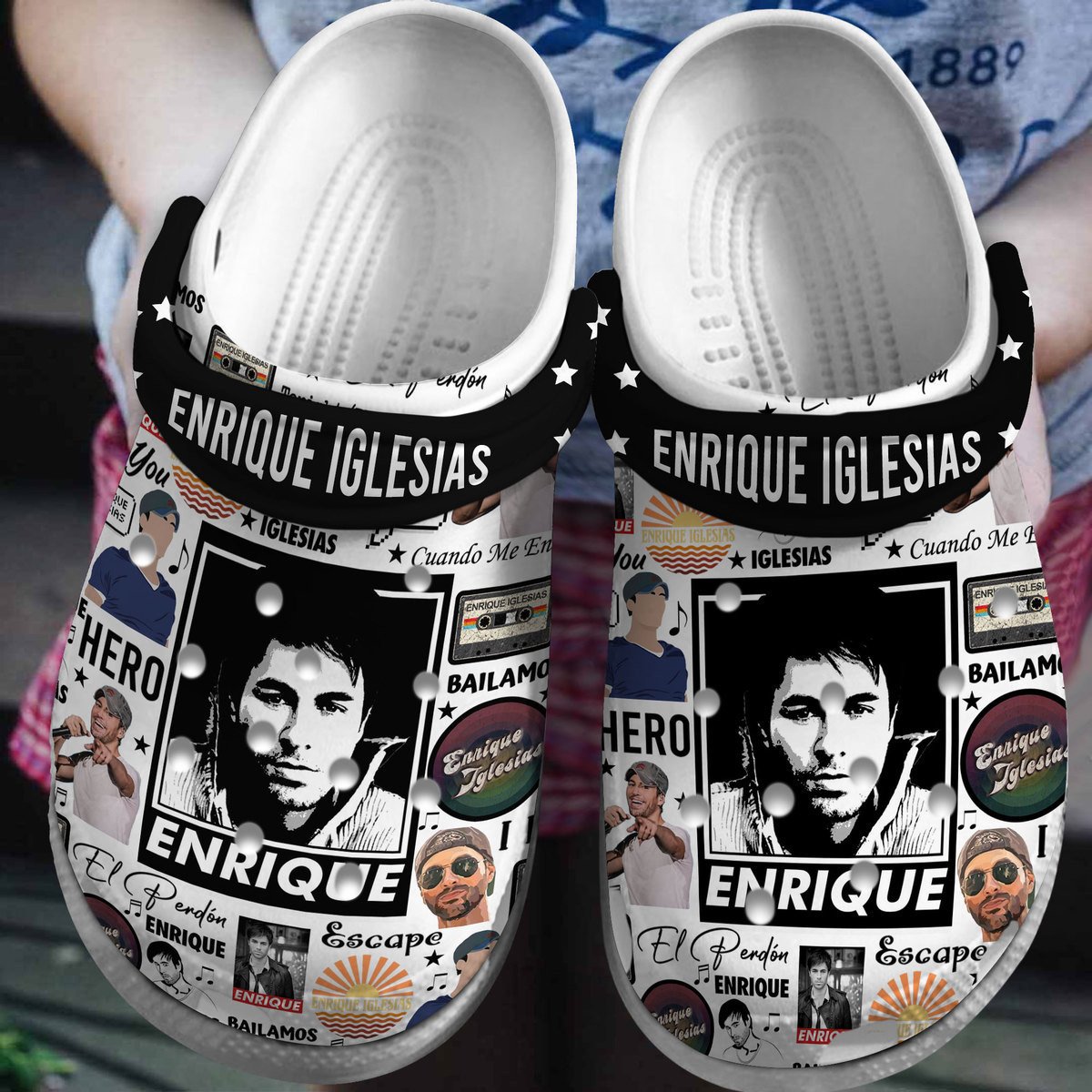 Enrique Iglesias Music Crocs Crocband Clogs Shoes Comfortable For Men Women and Kids