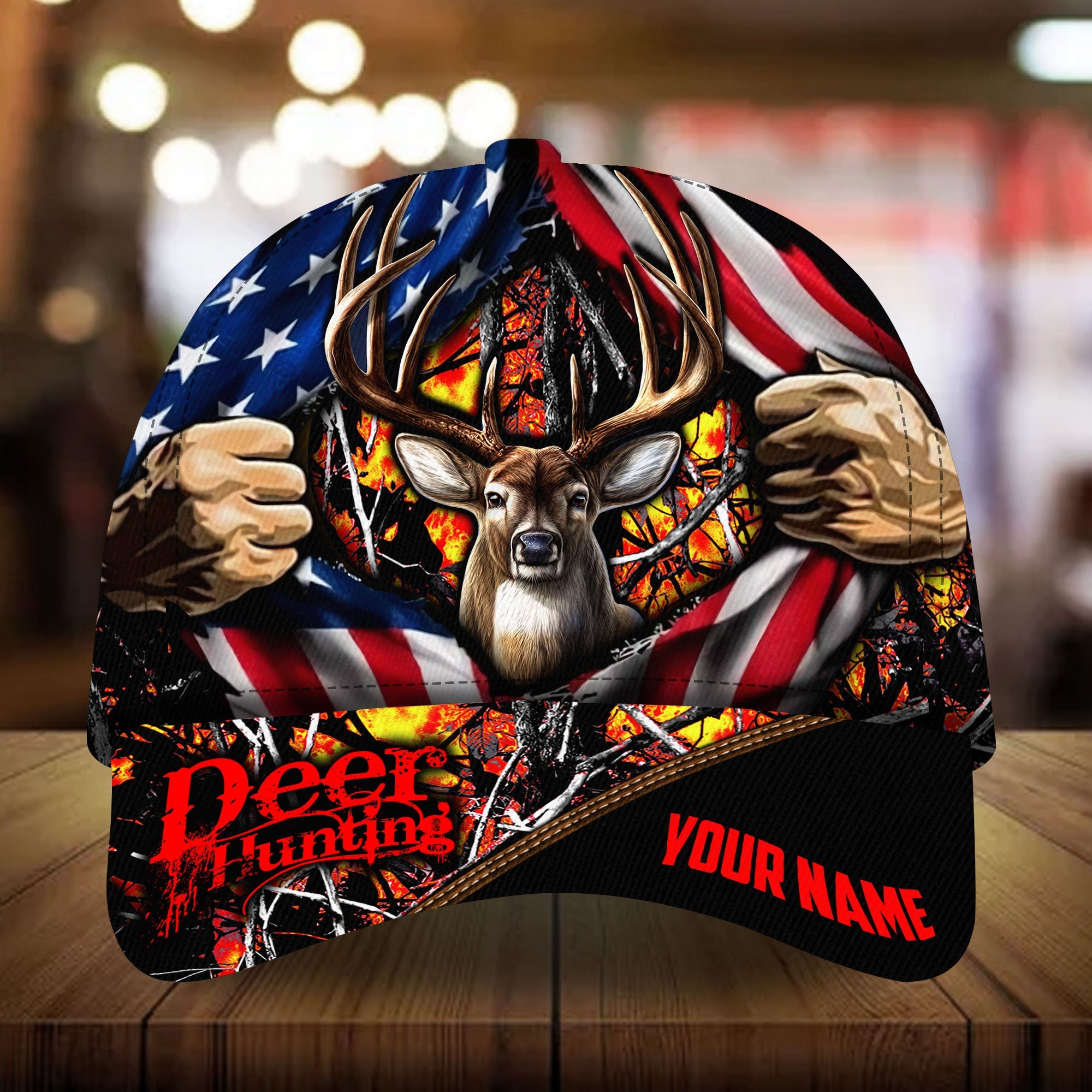 Epic Ripped Flag Deer Hunting Hat Personalized Multicolores 3D All Over Printed Trucker Hats Custom Hats Gifts For Men & Women