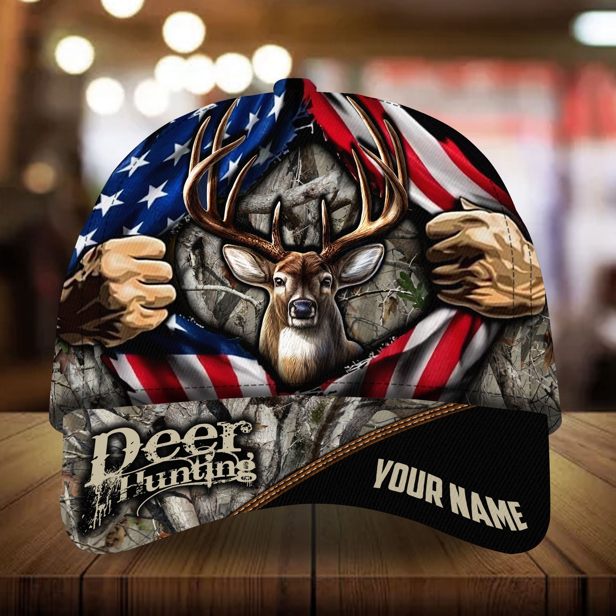 Epic Ripped Flag Deer Hunting Hat Personalized Multicolores 3D All Over Printed Trucker Hats Custom Hats Gifts For Men & Women