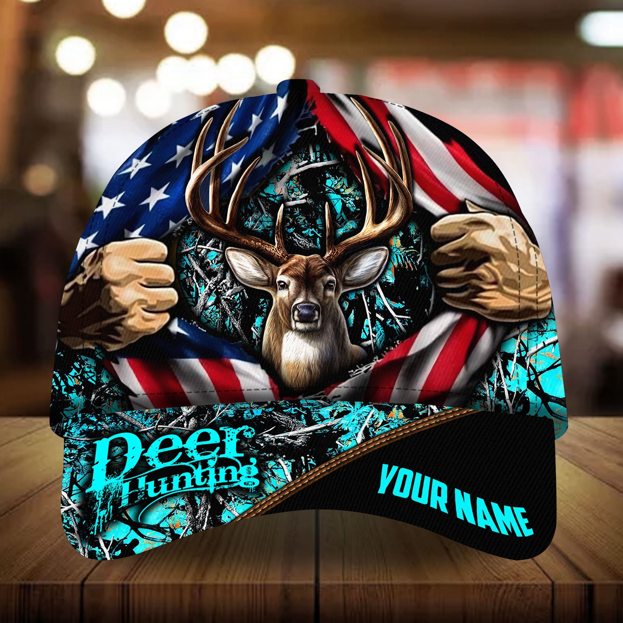 Epic Ripped Flag Deer Hunting Hat Personalized Multicolores 3D All Over Printed Trucker Hats Custom Hats Gifts For Men & Women