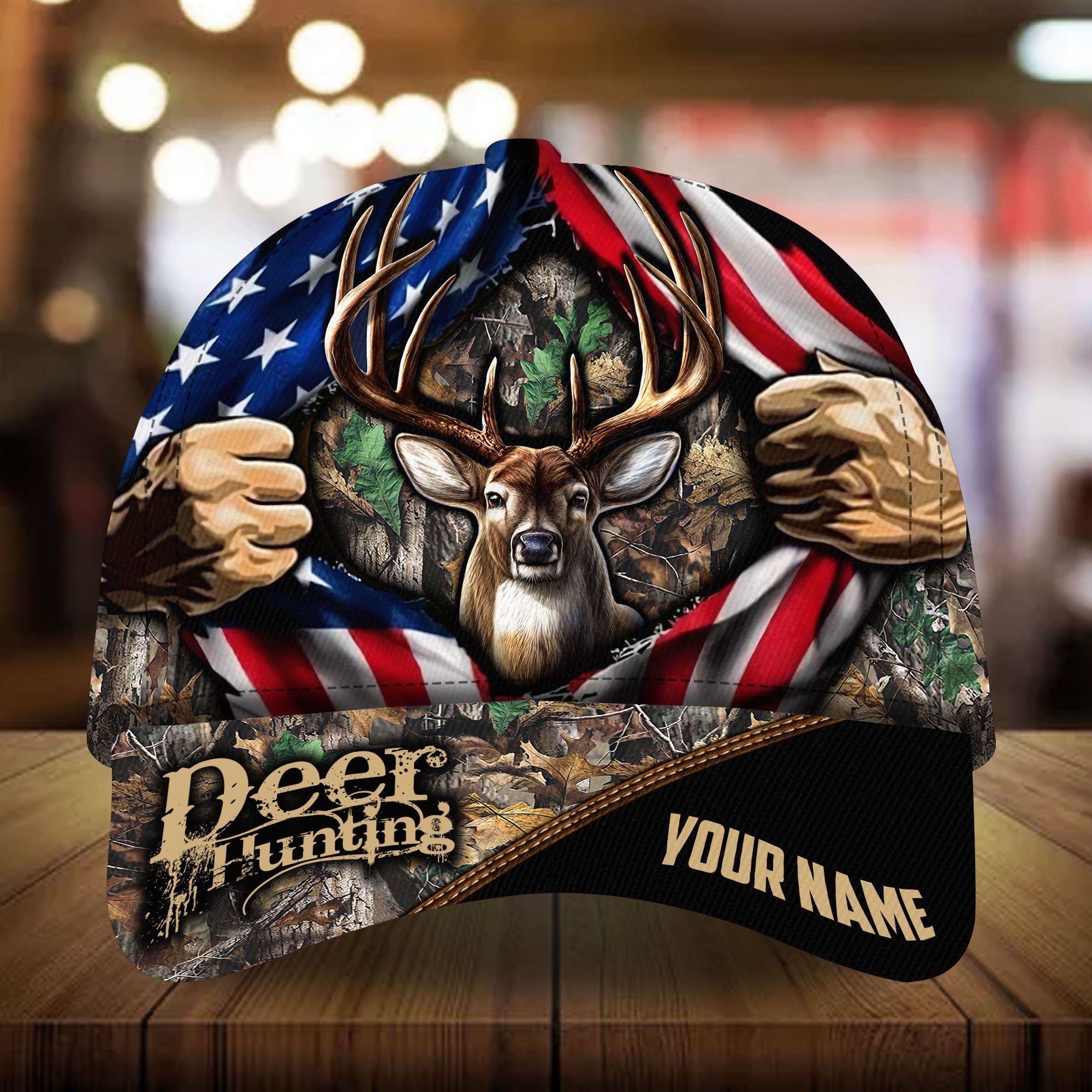 Epic Ripped Flag Deer Hunting Hat Personalized Multicolores 3D All Over Printed Trucker Hats Custom Hats Gifts For Men & Women