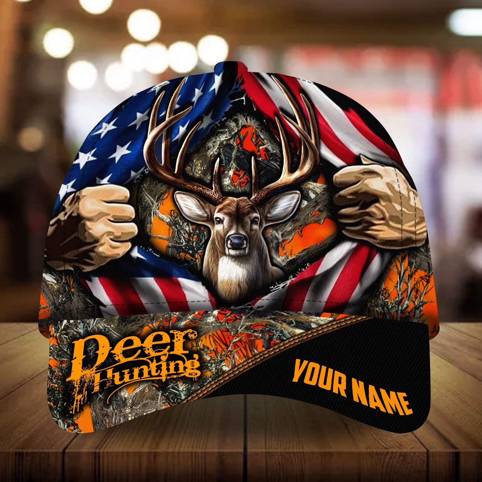 Epic Ripped Flag Deer Hunting Hat Personalized Multicolores 3D All Over Printed Trucker Hats Custom Hats Gifts For Men & Women