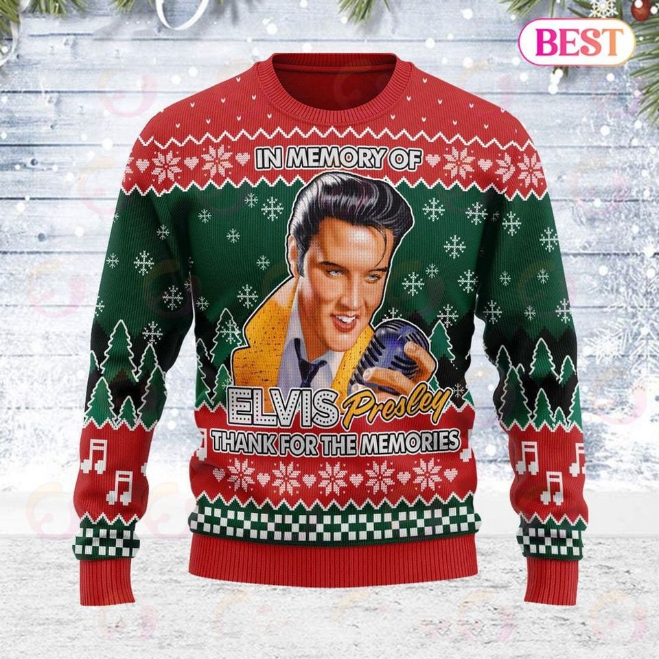 EPresley King Of Rock Thank You Love Ugly Christmas Knitted Sweater