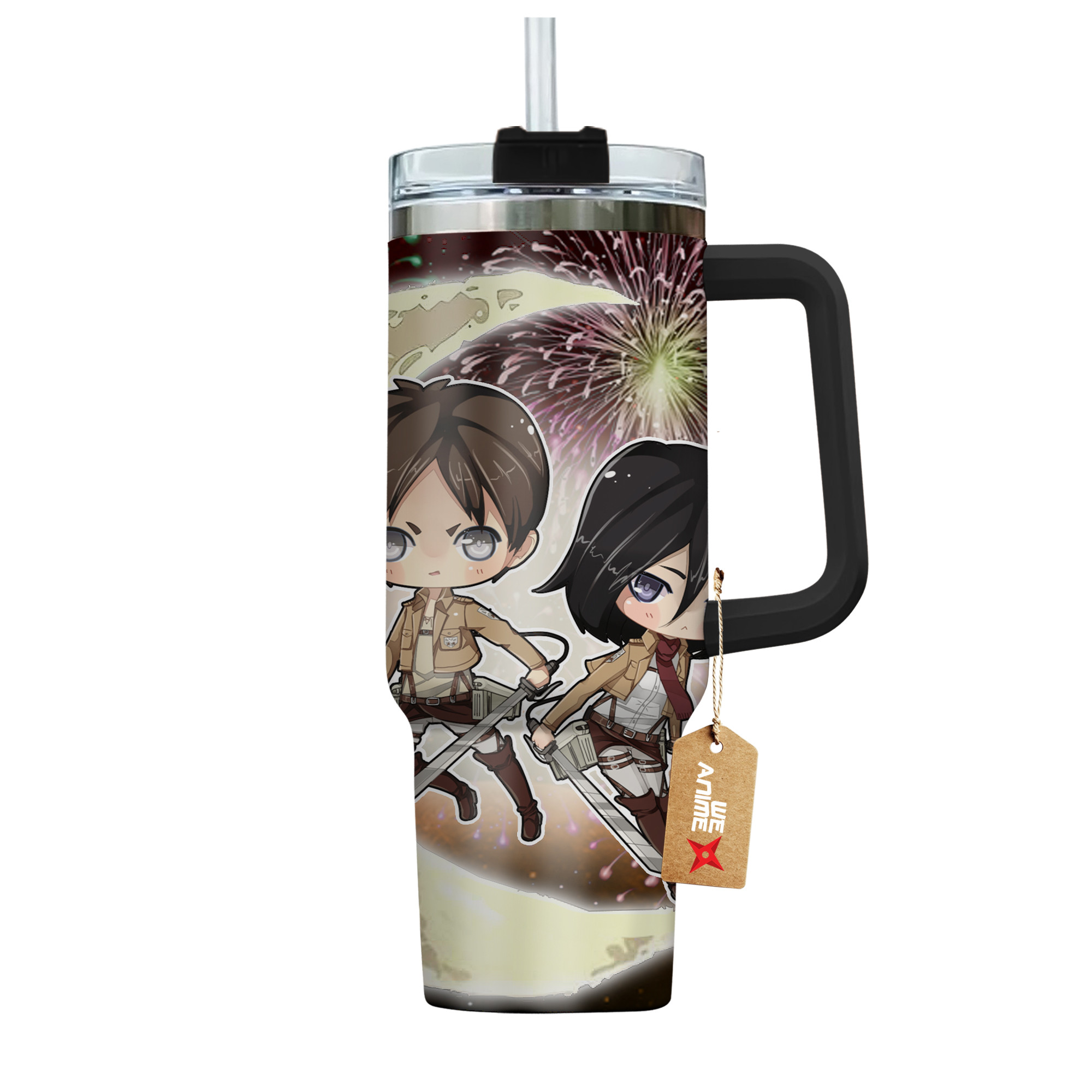 Eren Yeager & Mikasa Ackerman Attack on Titan Anime Valentine Custom Stanley Cup 40 oz 30 oz Tumbler With HandleTVC2301167 - Image 4