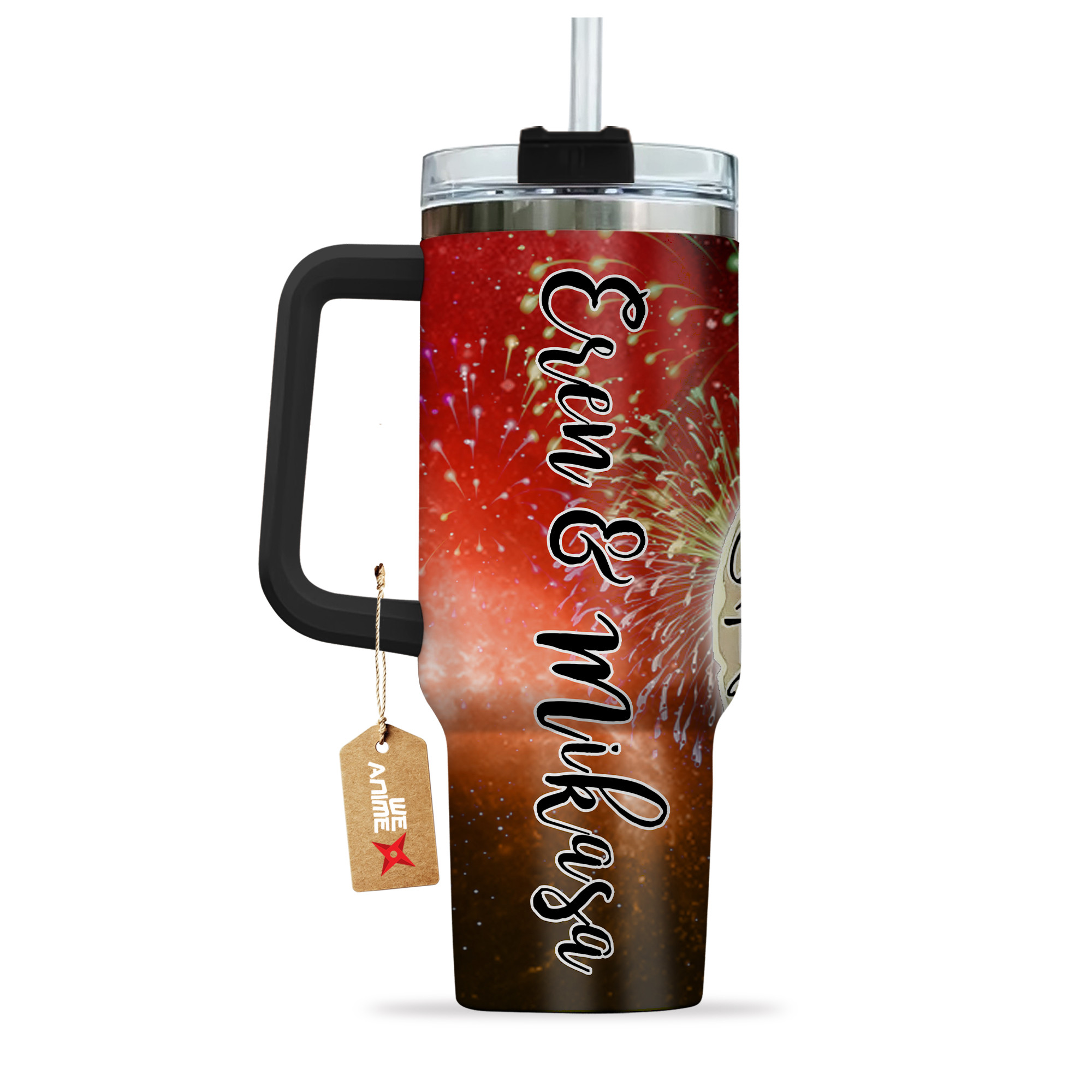 Eren Yeager & Mikasa Ackerman Attack on Titan Anime Valentine Custom Stanley Cup 40 oz 30 oz Tumbler With HandleTVC2301167 - Image 3