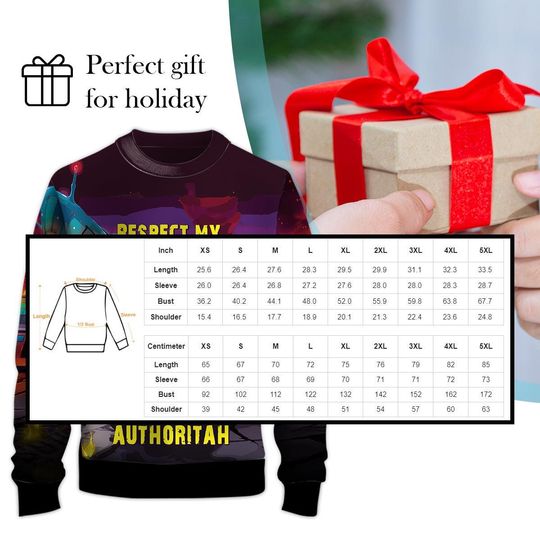 Eric Quote Respect My Authoritah SP Cartoon Sweatshirt with Crew Neck and Long Sleeve, 3D Printed Graphic - Image 14