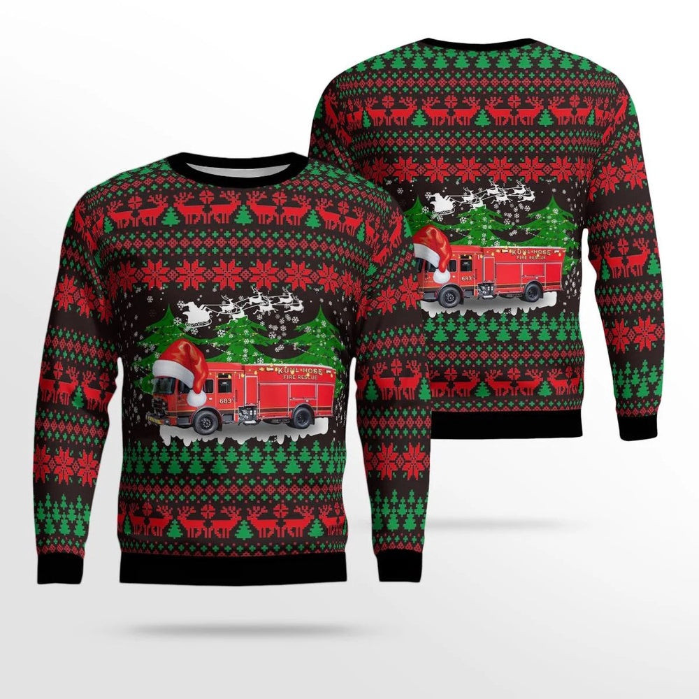 Erie Pennsylvania Kuhl Hose Fire Rescue AOP Ugly Sweater Xmas Unisex Sweater Christmas Gifts For Men Women