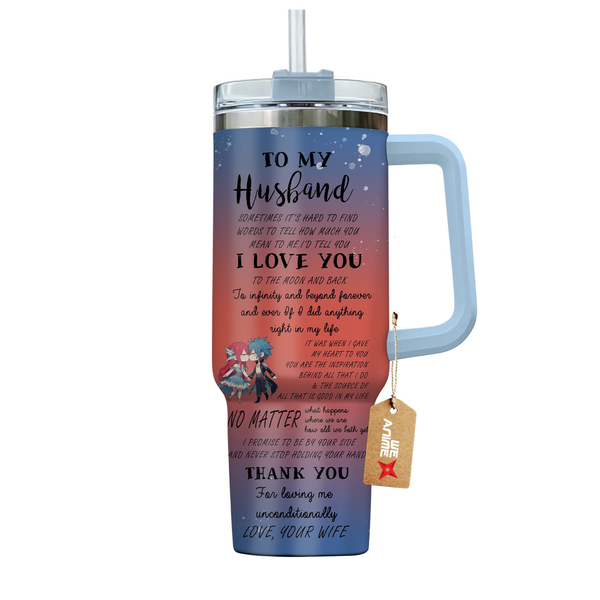 Erza Scarlet & Jellal Fernandes Fairy Tail Anime Valentine Custom Stanley Cup 40 oz 30 oz Tumbler With HandleTVC2301167 - Image 4