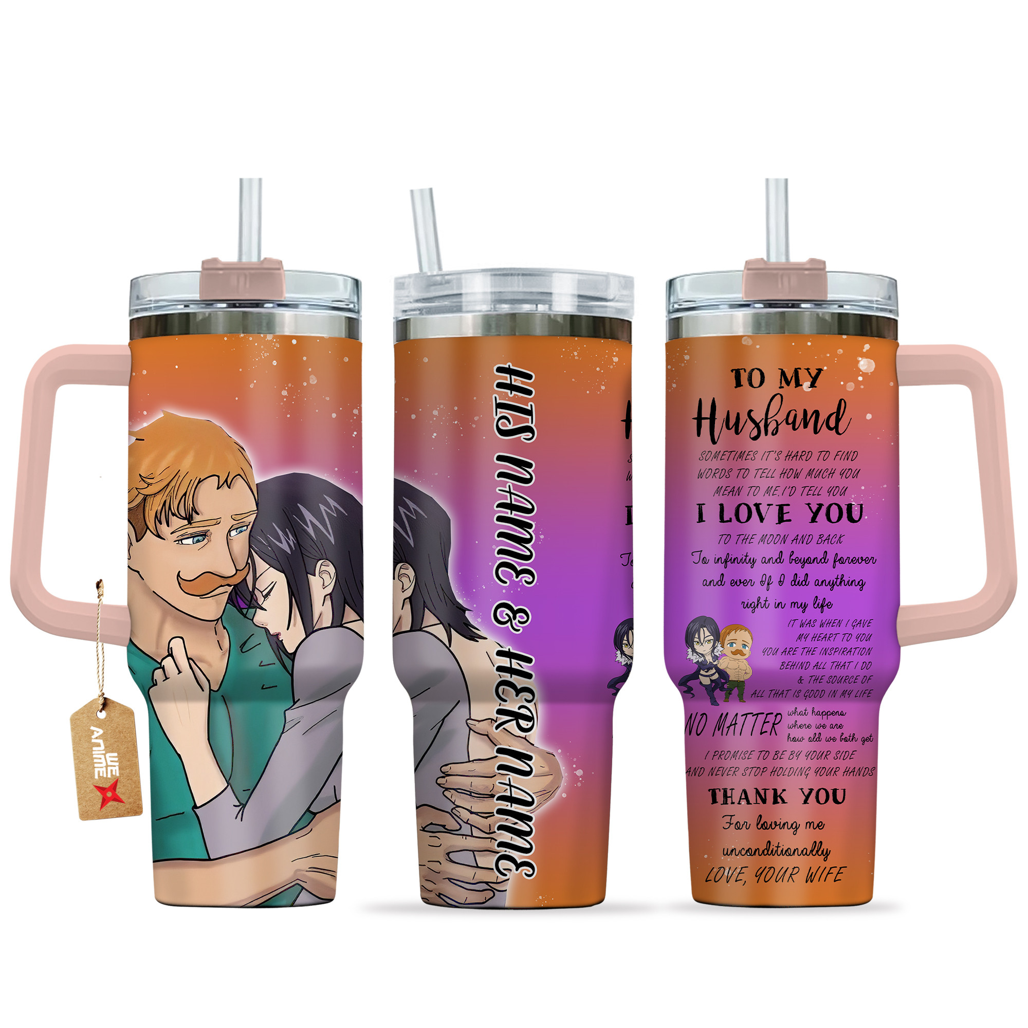 Escanor & Merlin Nanatsu No Taizai Anime Valentine Custom Stanley Cup 40 oz 30 oz Tumbler With HandleTVC2301148