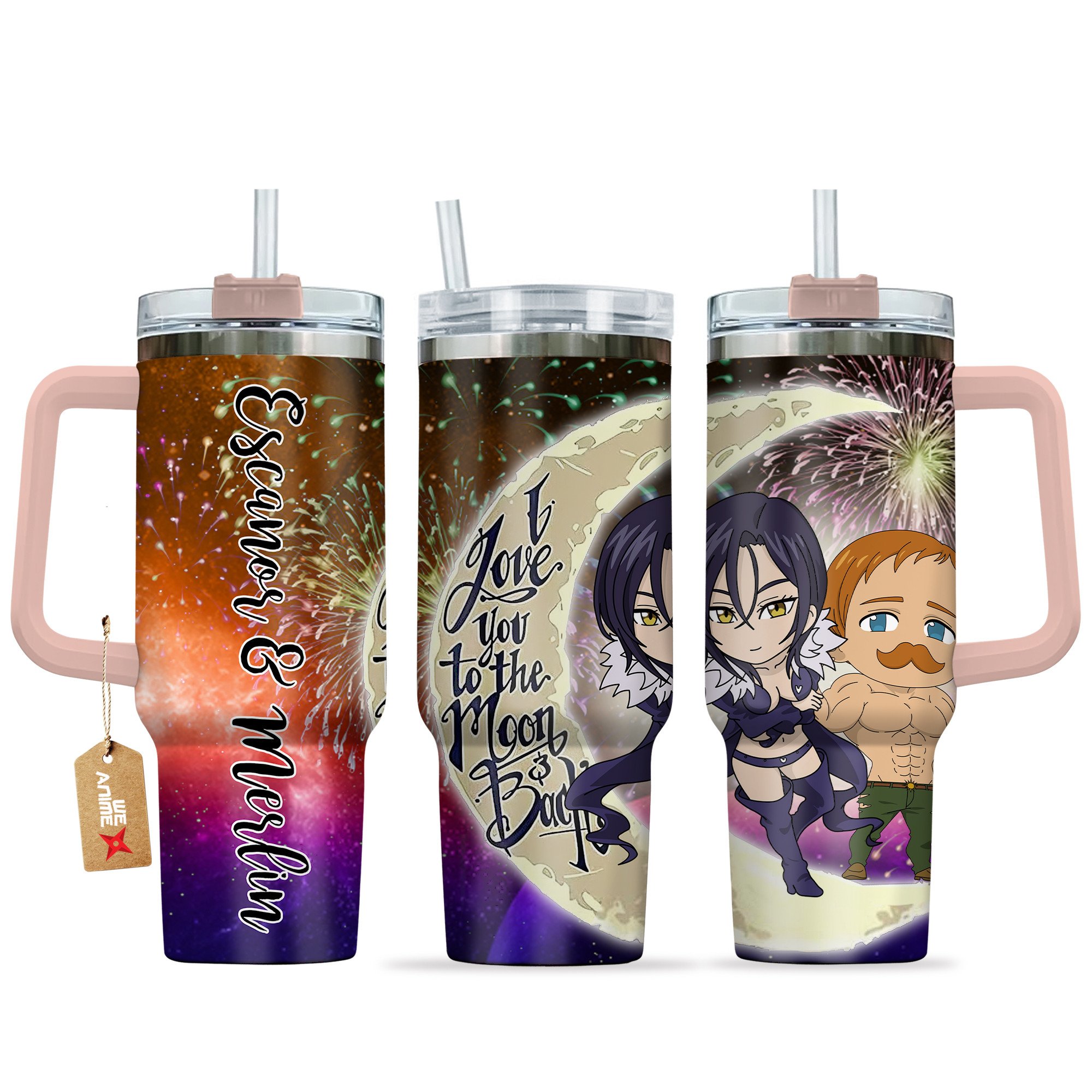Escanor & Merlin Nanatsu No Taizai Anime Valentine Custom Stanley Cup 40 oz 30 oz Tumbler With HandleTVC2301167