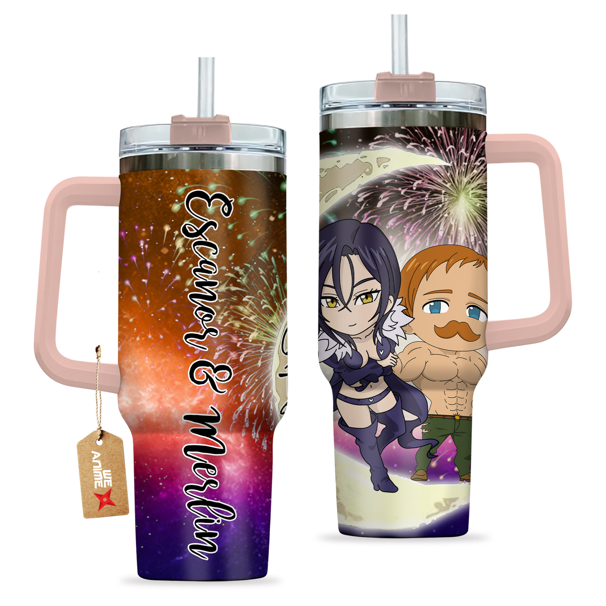 Escanor & Merlin Nanatsu No Taizai Anime Valentine Custom Stanley Cup 40 oz 30 oz Tumbler With HandleTVC2301167 - Image 2