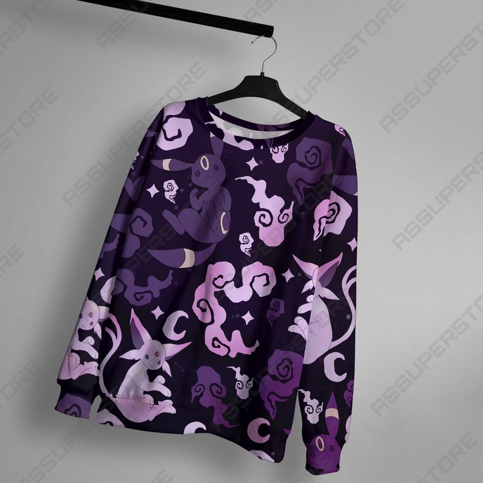 Espeon Umbreon Sweatshirt Japanese Anime Espeon Umbreon Shirt Gift