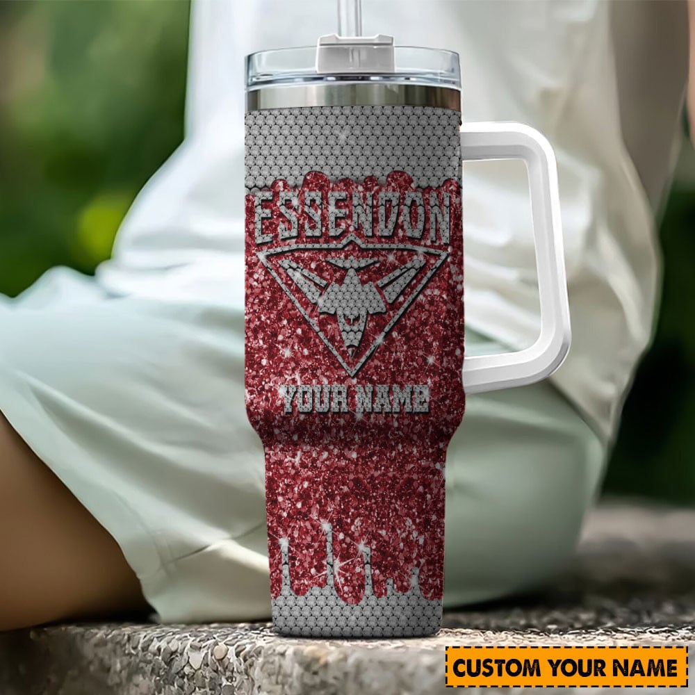 Essendon Bombers AFL Glitter Custom Stanley Cup 40 oz 30 oz Tumbler With HandleTVC2301192