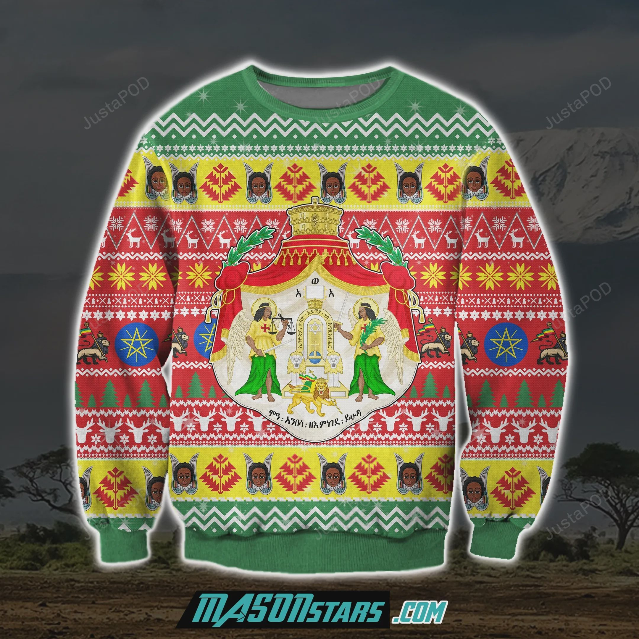 Ethiopia 3D Print Knitting Pattern Ugly Christmas Sweater Adult 3D Funny Matching for family