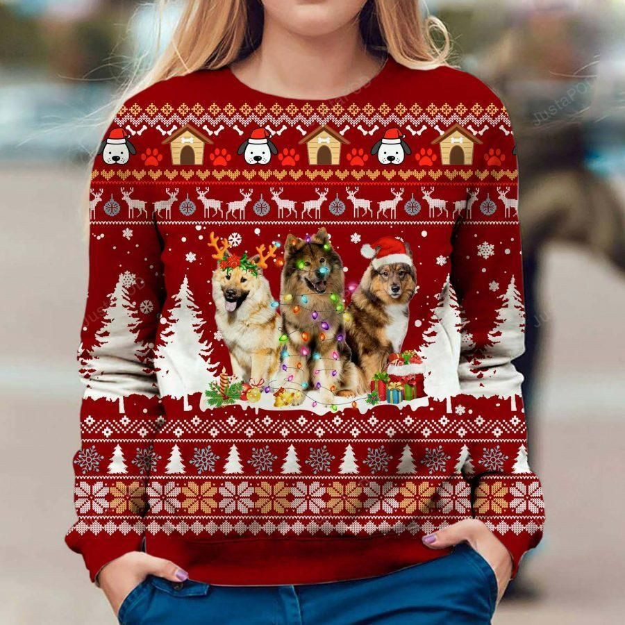 Eurasier Dog Ugly Christmas Sweater Adult 3D Funny Matching for family