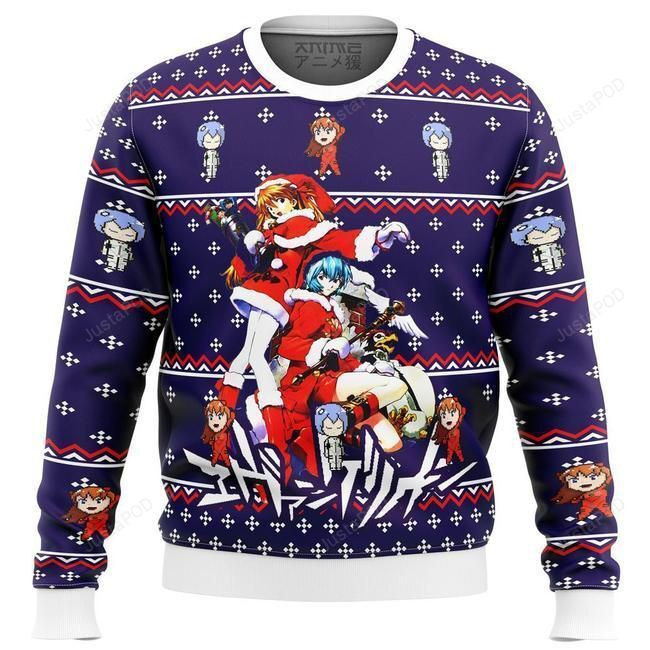 Evangelion Holiday Ugly Christmas Sweater Adult 3D Funny Matching for family
