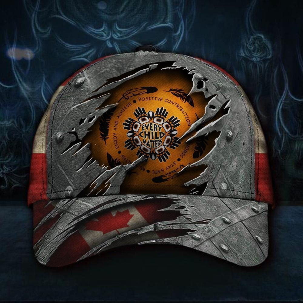 Every Child Matters Canada Flag Cap Native Orange Shirt Day September 30Th 2021 Merchandise Trucker Hats Custom Hats Gifts For Men & Women