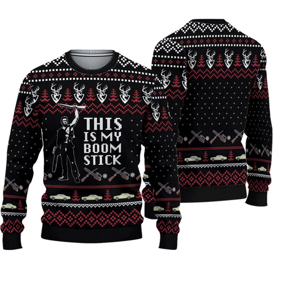 Evil Dead This Is My Boomstick Ugly Christmas Sweater,Evil Dead Ash Williams Christmas
