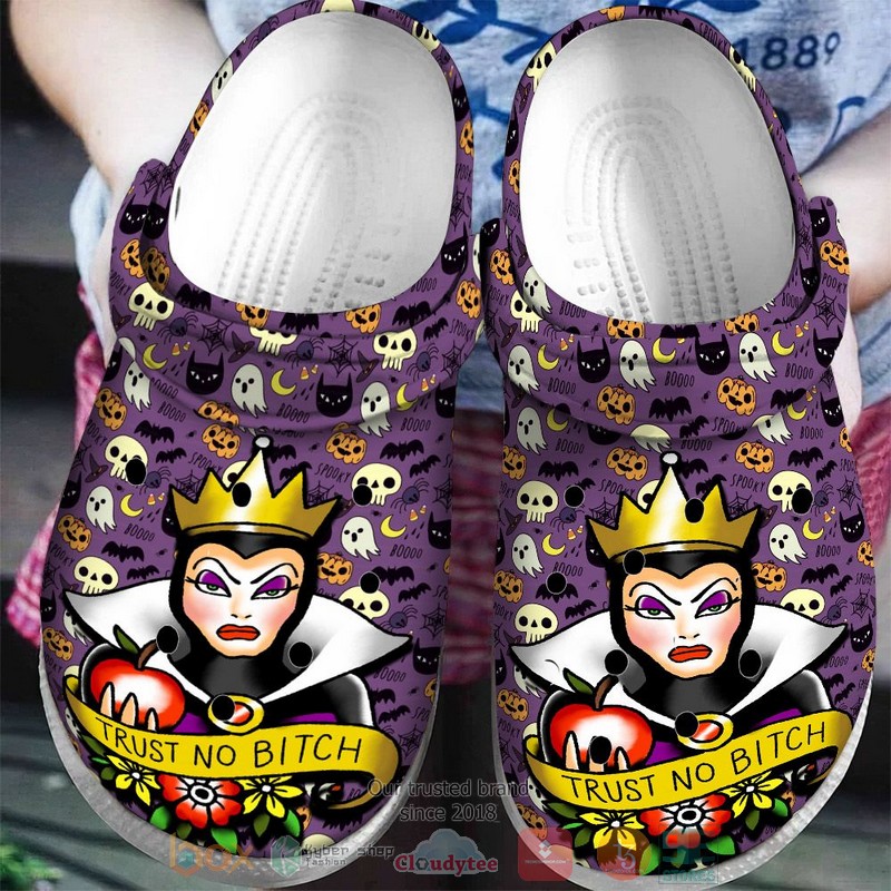 Evil Queen Trust No Bitch Cartoon Crocs Crocband Clogs Shoes Comfortable For Men Women and Kids