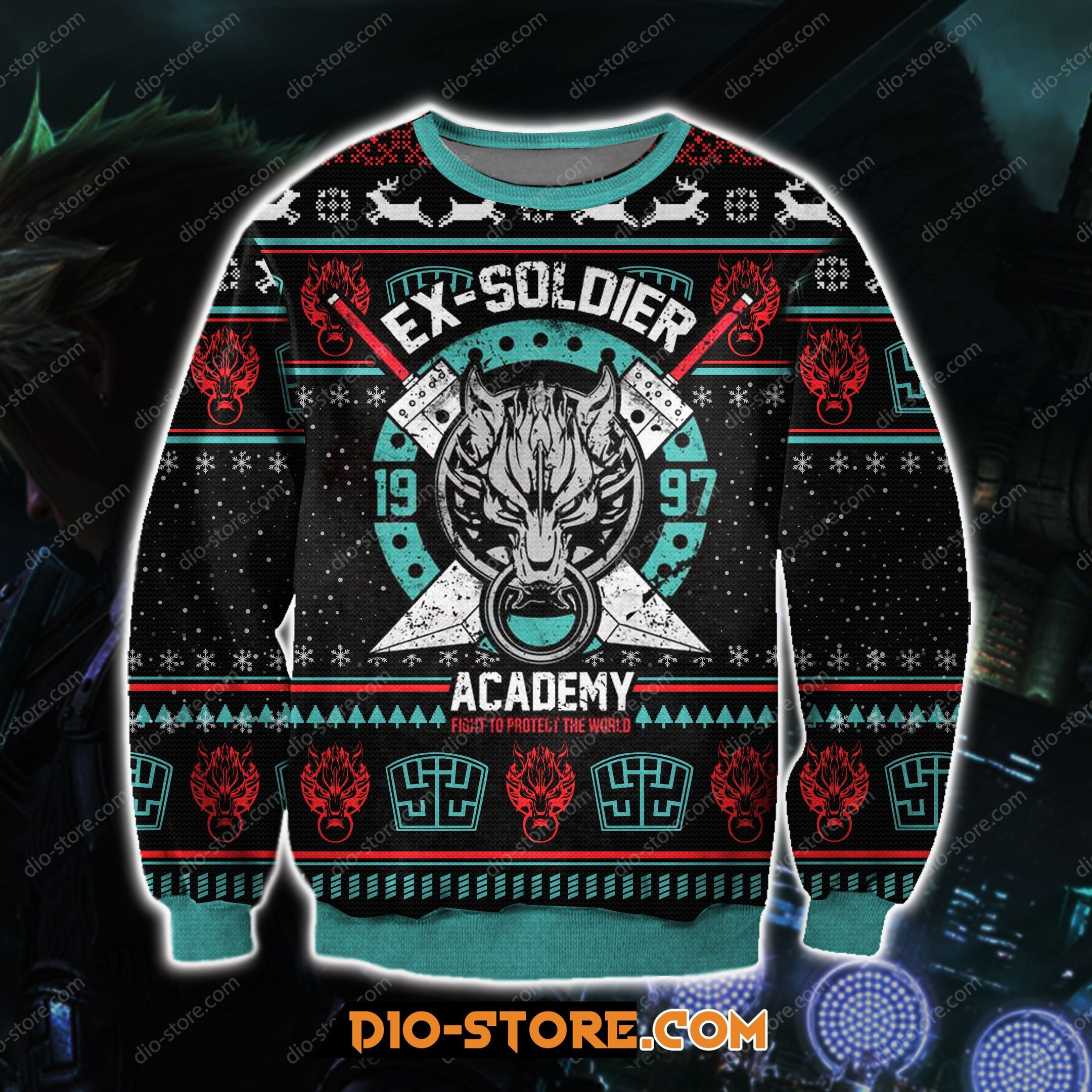 Ex-Soldier Final Fantasy Ugly Christmas Sweater Adult 3D Funny Matching for family