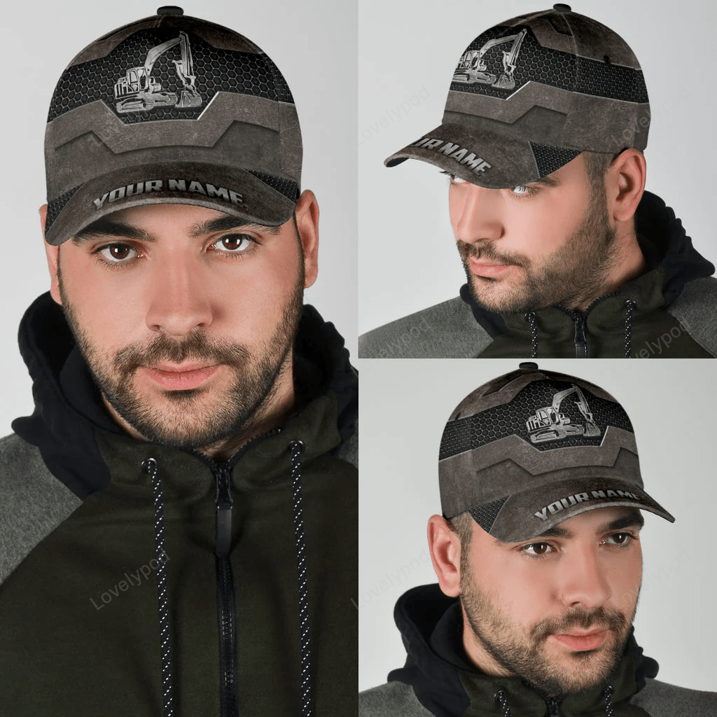 Excavator Custom Classic Cap Hat, Excavator Cap Hat For Him Trucker Hats Custom Hats Gifts For Men & Women
