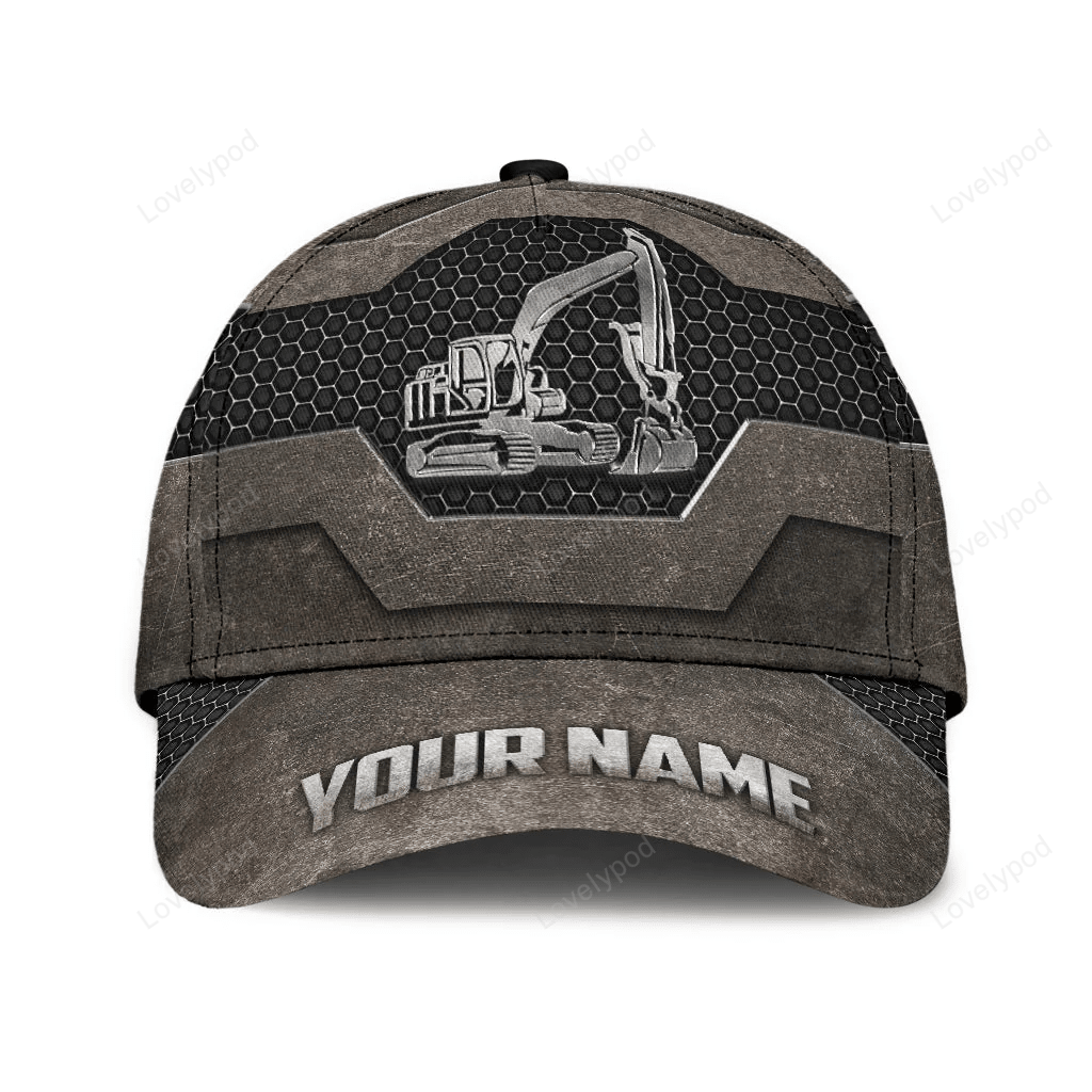 Excavator Custom Classic Cap Hat, Excavator Cap Hat For Him Trucker Hats Custom Hats Gifts For Men & Women