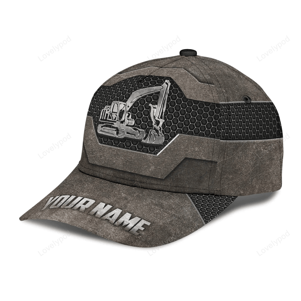 Excavator Custom Classic Cap Hat, Excavator Cap Hat For Him Trucker Hats Custom Hats Gifts For Men & Women