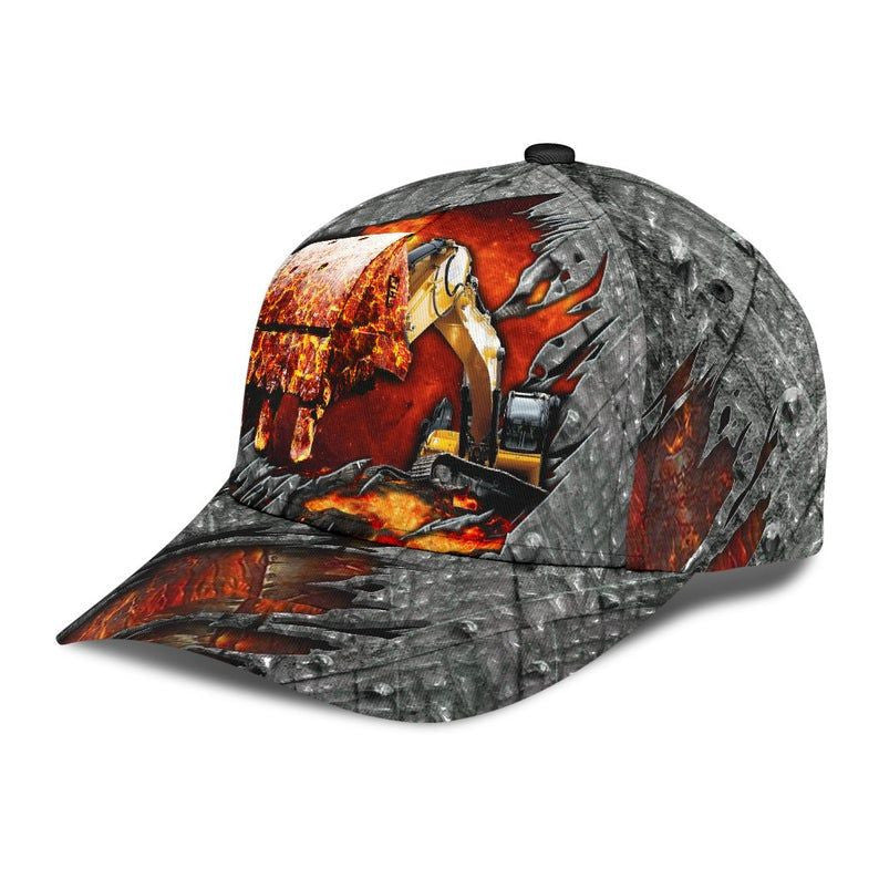 Excavator Lava Red Trending American Classic Cap Trucker Hats Custom Hats Gifts For Men & Women