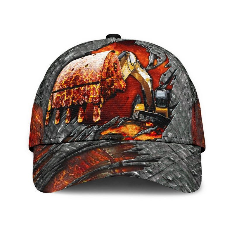 Excavator Lava Red Trending American Classic Cap Trucker Hats Custom Hats Gifts For Men & Women
