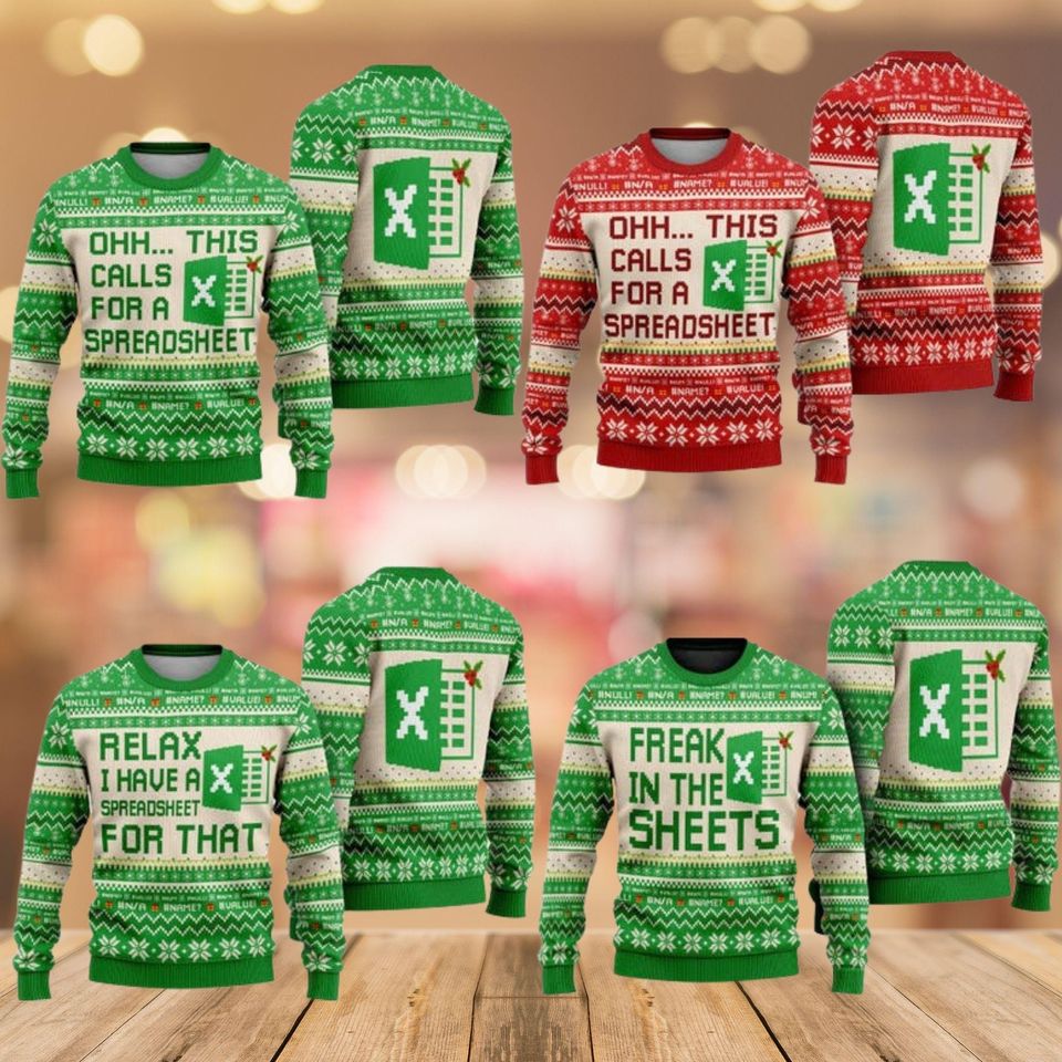 Excel Freak In The Sheets Christmas Sweater This Calls for A Spreadsheet Sweater - Image 2