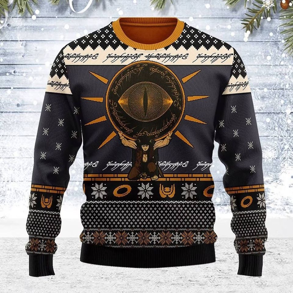 Eye of Sauron Black Knitted Sweater Ugly Christmas